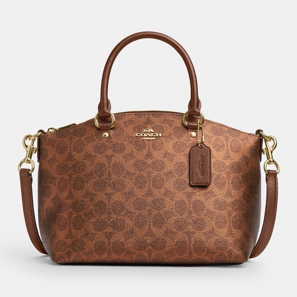 Coach Sadie Satchel Bag In Signature Canvas  Brown/Copper NWT - Picture 4 of 9